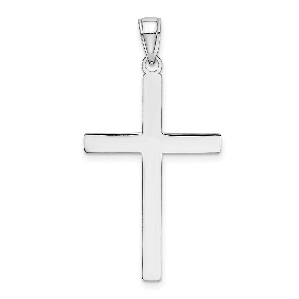 14k White Gold 19.5 mm Solid Reversible Latin Cross Pendant (1.92 grams)