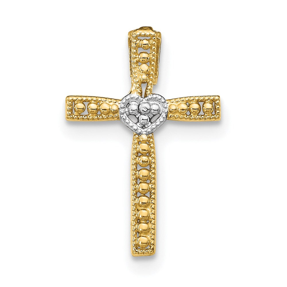 14k Yellow & Rhodium 11 mm Cross Pendant (0.36 grams)