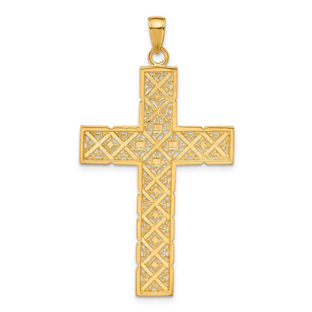 14k Yellow & Rhodium 27 mm Latin Cross Pendant (3.96 grams)