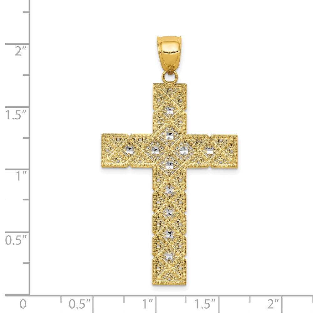 14k Yellow & Rhodium 27 mm Latin Cross Pendant (3.96 grams)