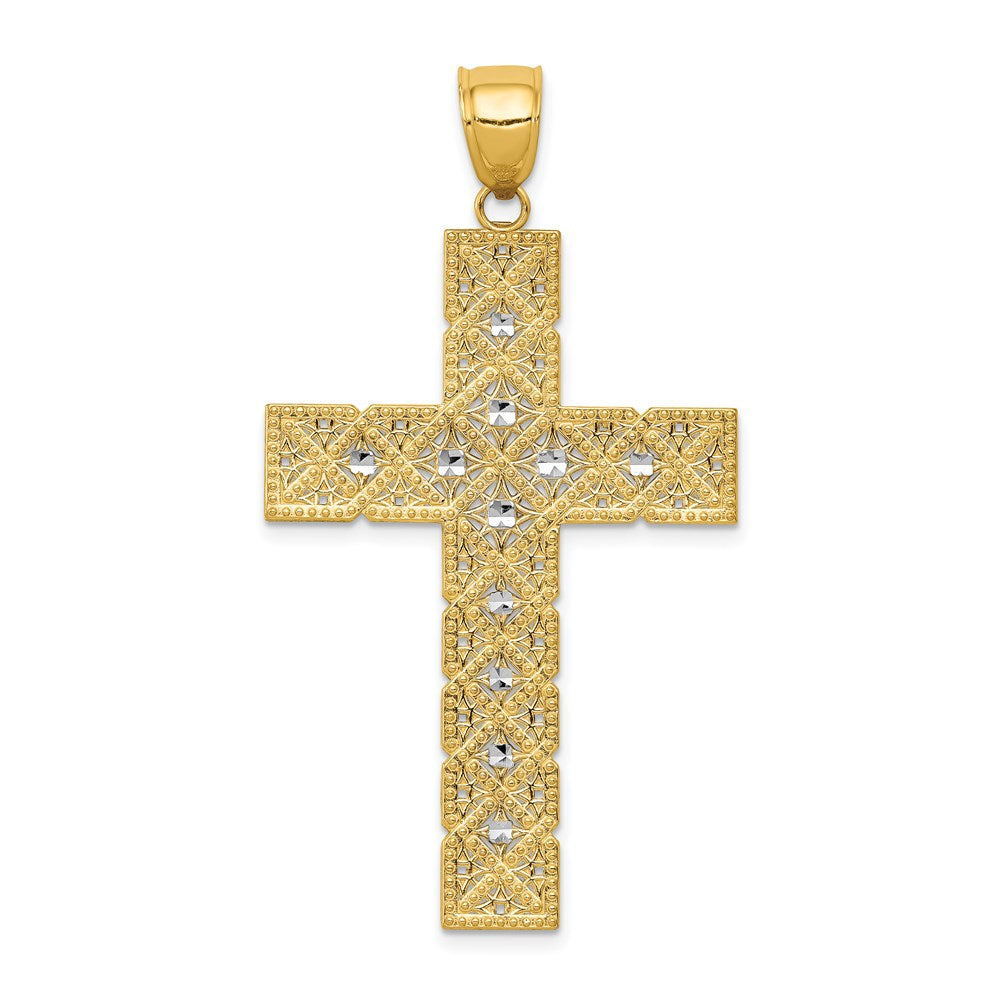 14k Yellow & Rhodium 27 mm Latin Cross Pendant (3.96 grams)