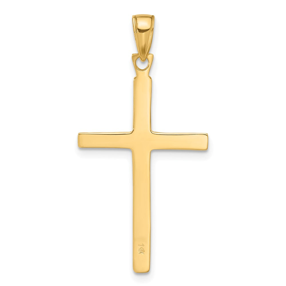 14k Yellow Gold 13 mm Satin Finish Accent Stick Cross Pendant (1.46 grams)