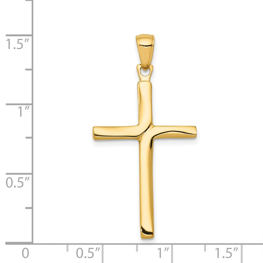 14k Yellow Gold 13 mm Satin Finish Accent Stick Cross Pendant (1.46 grams)