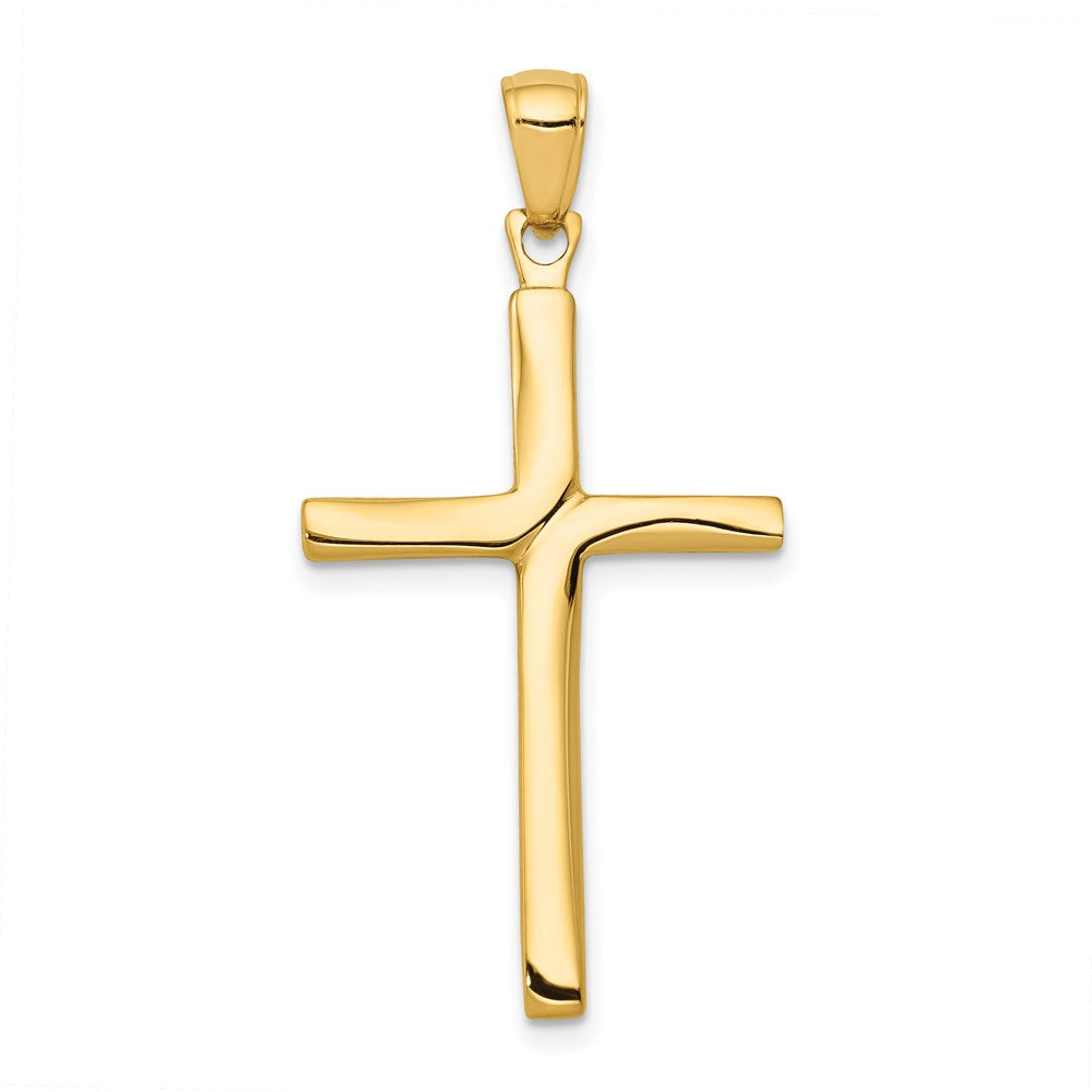 14k Yellow Gold 13 mm Satin Finish Accent Stick Cross Pendant (1.46 grams)