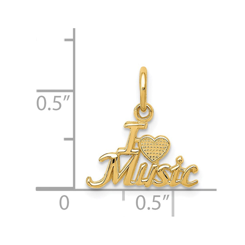 14k Yellow Gold 13 mm I HEART MUSIC Charm (0.57 grams)