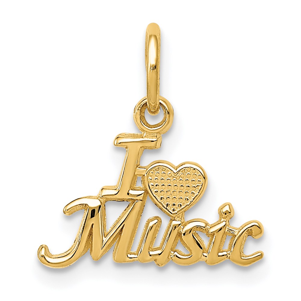 14k Yellow Gold 13 mm I HEART MUSIC Charm (0.57 grams)