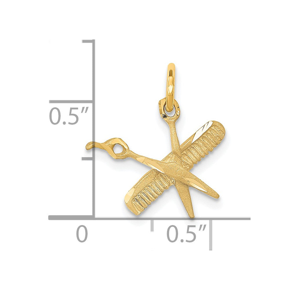 14k Yellow Gold 13 mm Comb and Scissors Charm (0.73 grams)