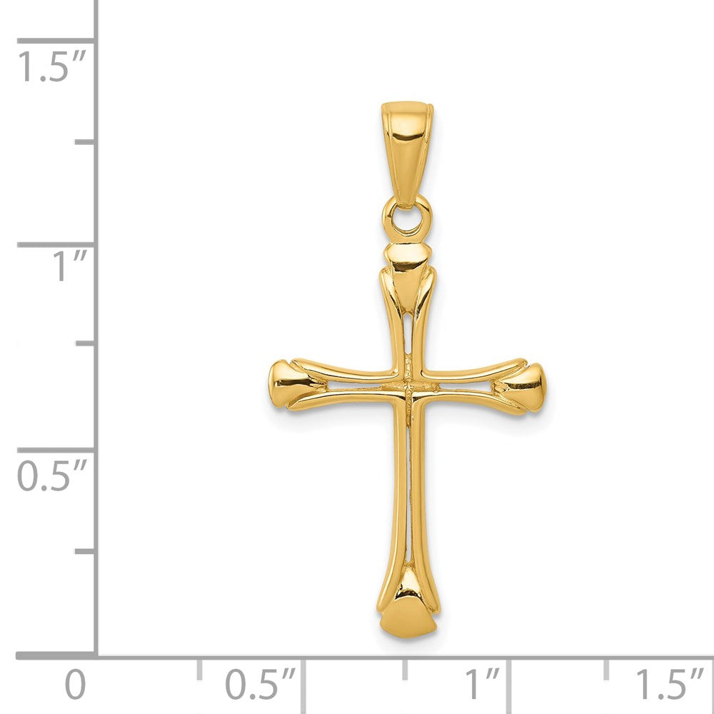 14k Yellow Gold 17 mm Cross with Triangle Tips Pendant (1.26 grams)