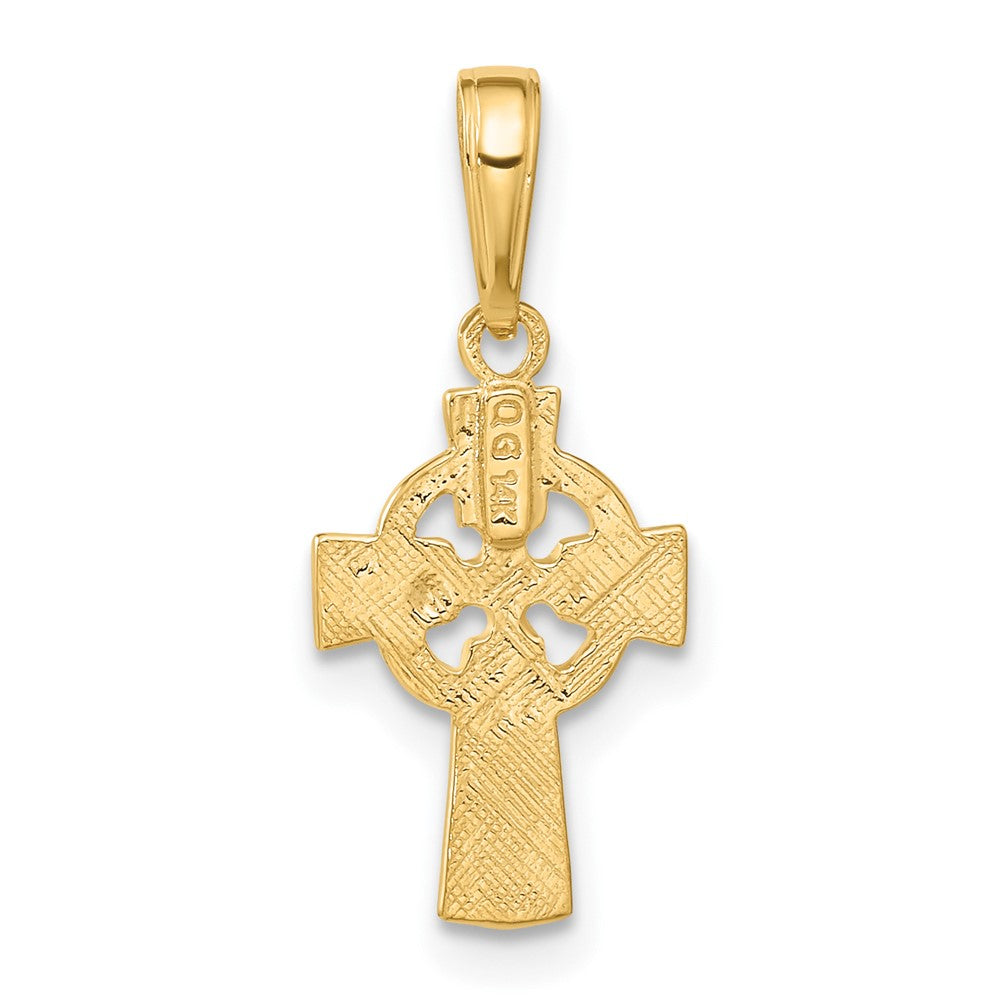 14k Yellow Gold 10 mm Celtic Cross w/Eternity Circle Pendant (0.68 grams)