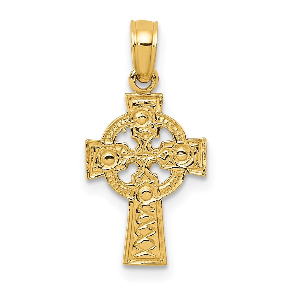 14k Yellow Gold 10 mm Celtic Cross w/Eternity Circle Pendant (0.68 grams)