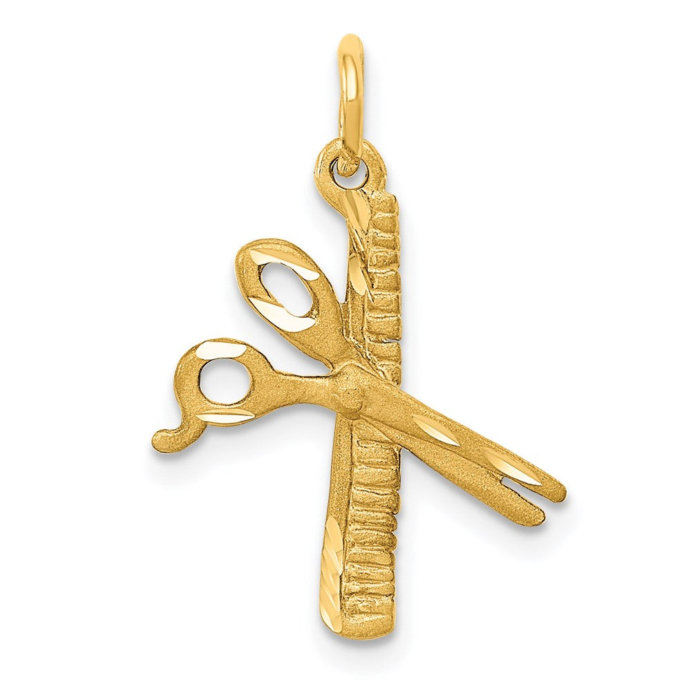 14k Yellow Gold 15 mm Comb and Scissors Charm (1.03 grams)