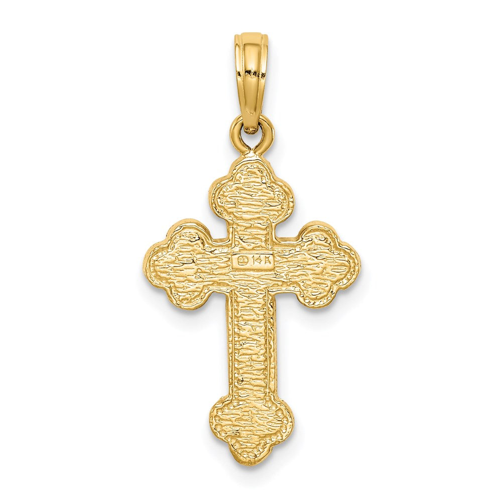 14k Yellow Gold 14 mm Budded Cross Pendant (1.38 grams)