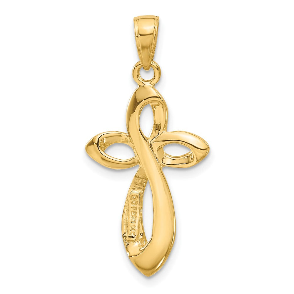 14k Yellow Gold 16 mm Polished w/Satin Figure 8 Cross Pendant (1.8 grams)