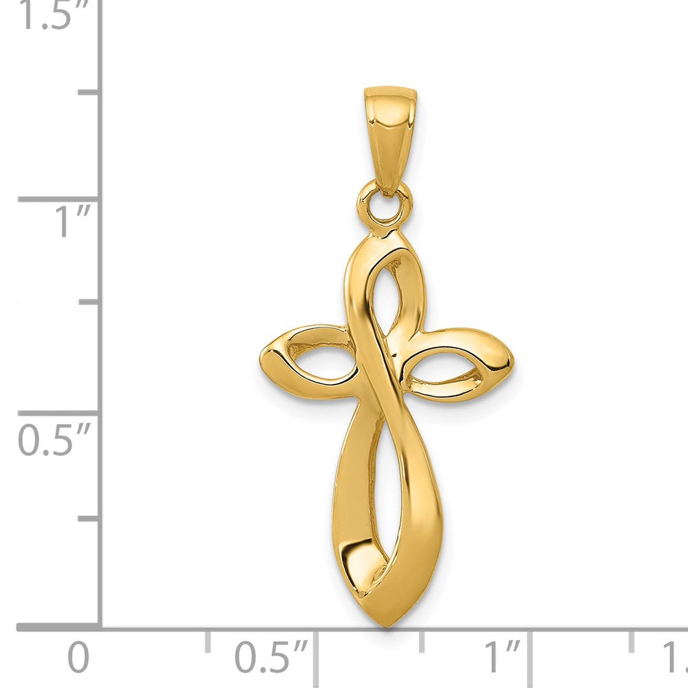 14k Yellow Gold 16 mm Polished w/Satin Figure 8 Cross Pendant (1.8 grams)