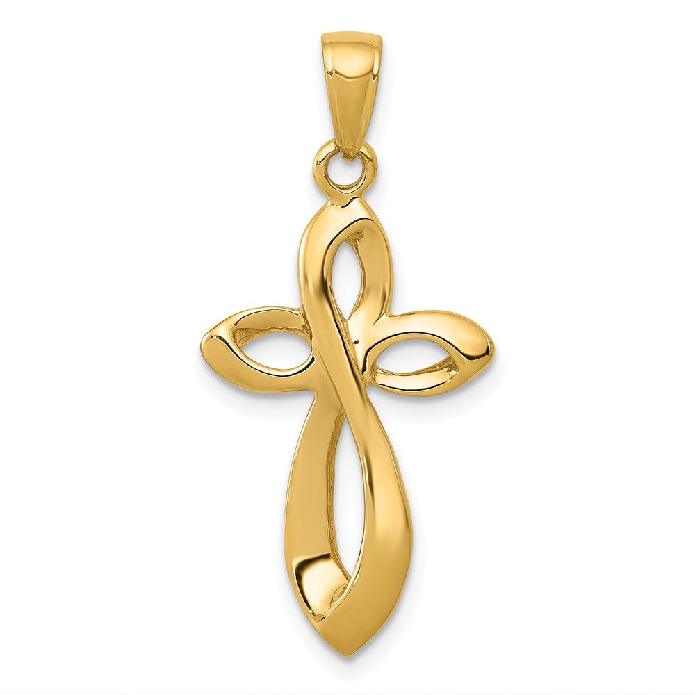 14k Yellow Gold 16 mm Polished w/Satin Figure 8 Cross Pendant (1.8 grams)