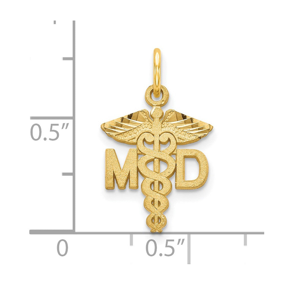 14k Yellow Gold 12 mm M.D. Caduceus Charm (0.88 grams)