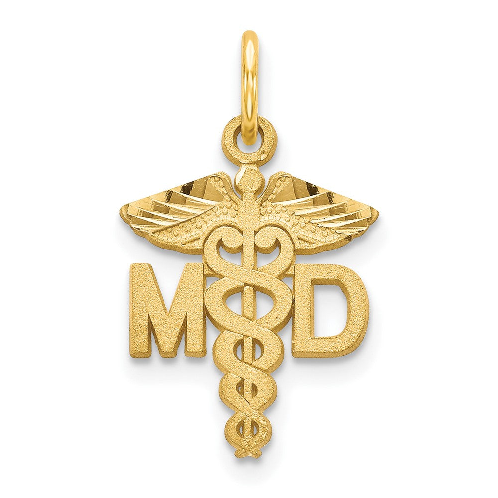 14k Yellow Gold 12 mm M.D. Caduceus Charm (0.88 grams)