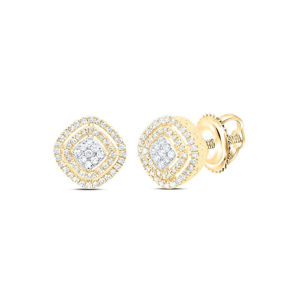 10Kt Gold 1/2Ctw-Diamond Cushion Mens Earring