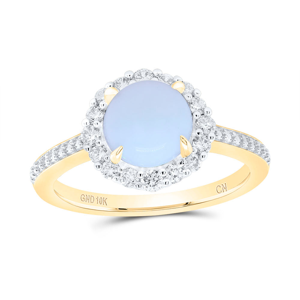 1/3Ctw-Nat Dia Cn 7.50Mm Rd-Opal Nat Gem Round Ring (3.13 grams)