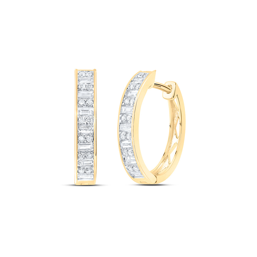 14Kt Gold 1/2Ctw-Diamond Ana M Fashion Baguette Hoop Earring