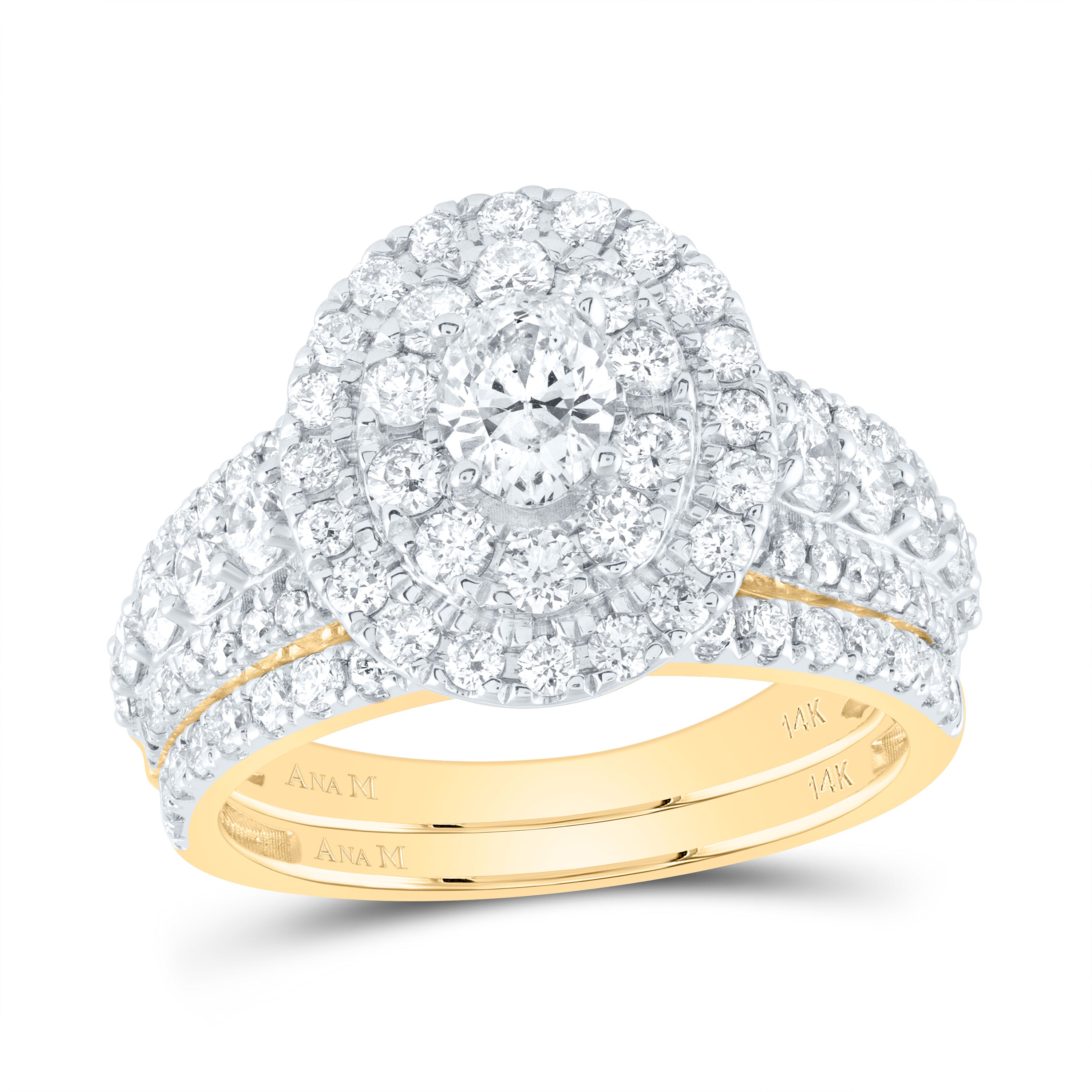 2Ctw-Nat Dia Ana M 3/8Ct-Cov Oval Double Halo Bridal Set (6.6 grams)