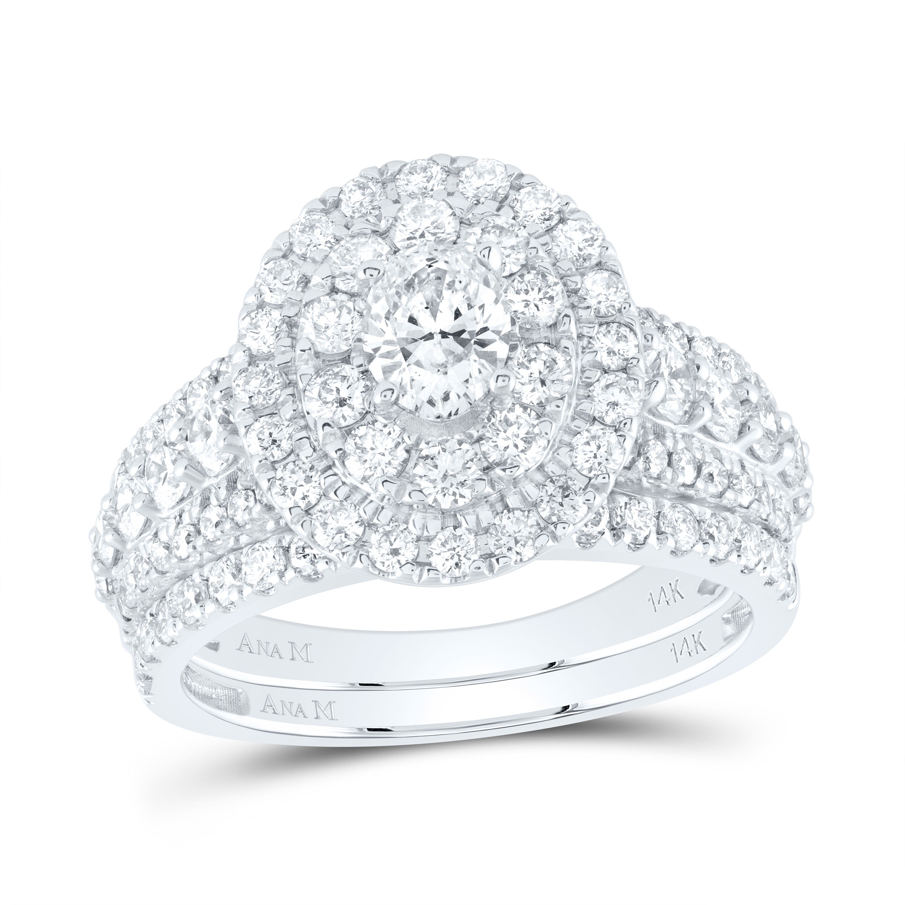 2Ctw-Nat Dia Ana M 3/8Ct-Cov Oval Double Halo Bridal Set (6.43 grams)