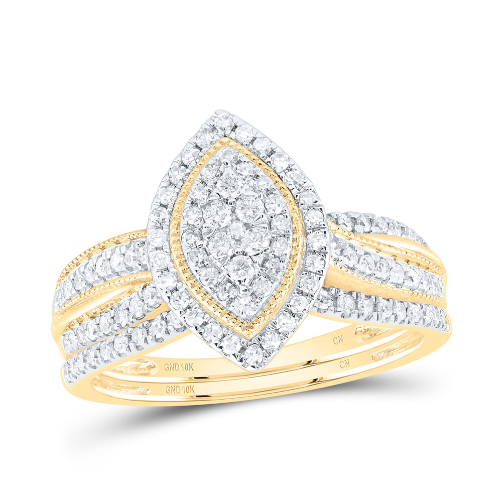 1/2Ctw-Nat Dia Cn Marquise Single Halo Bridal Set (3.28 grams)