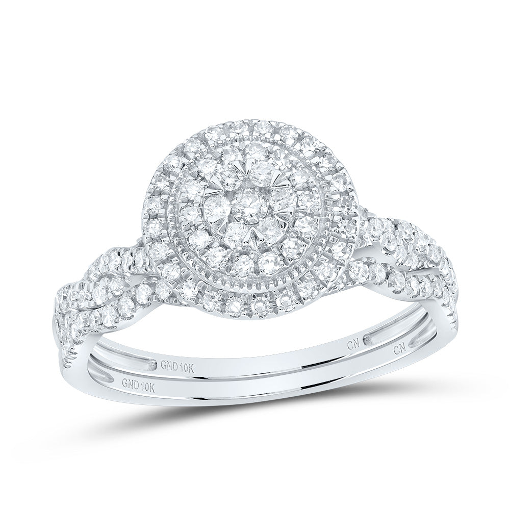 1/2Ctw-Nat Dia Cn Round Double Halo Bridal Set (2.89 grams)