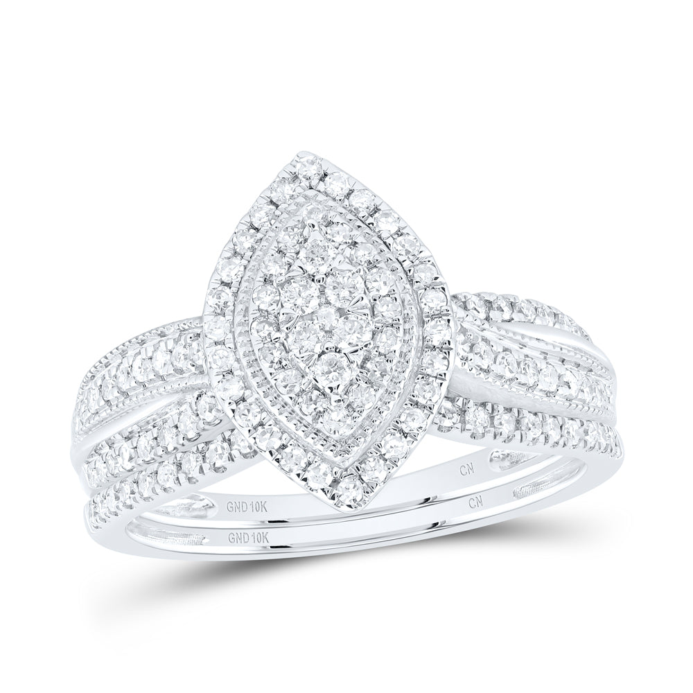 1/2Ctw-Nat Diamond Marquise Single Halo Bridal Set (3.25 grams)