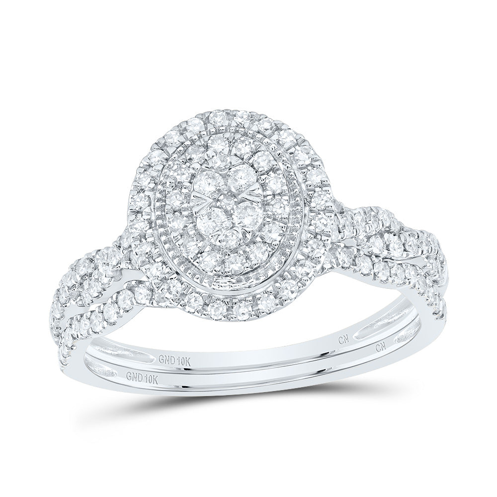 1/2Ctw-Nat Dia Cn Oval Double Halo Bridal Set (2.77 grams)