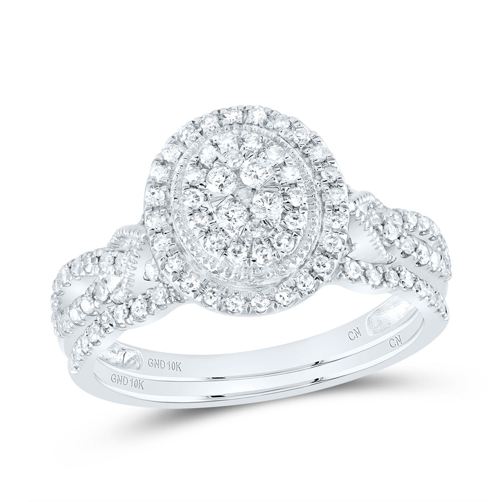 1/2Ctw-Nat Dia Cn Oval Double Halo Bridal Set (3.85 grams)