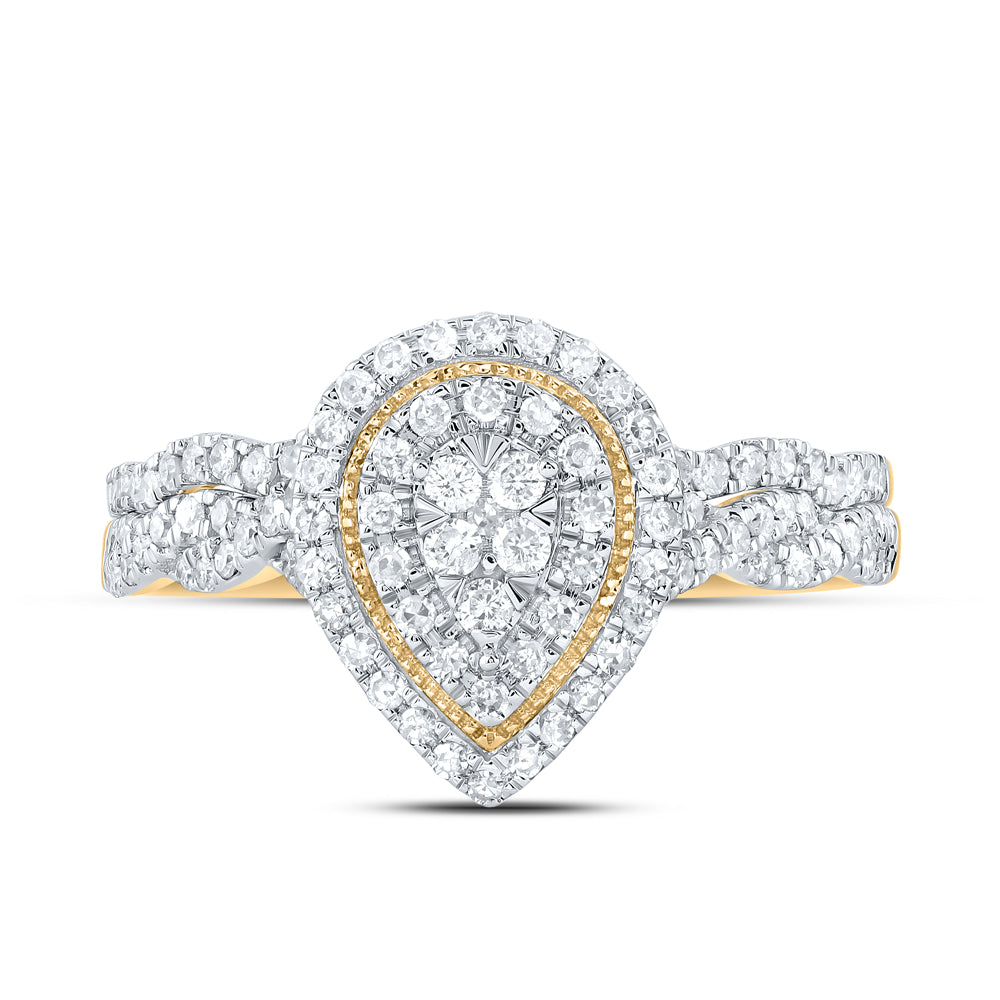 1/2Ctw-Nat Diamond Pear Double Halo Bridal Set (2.86 grams)