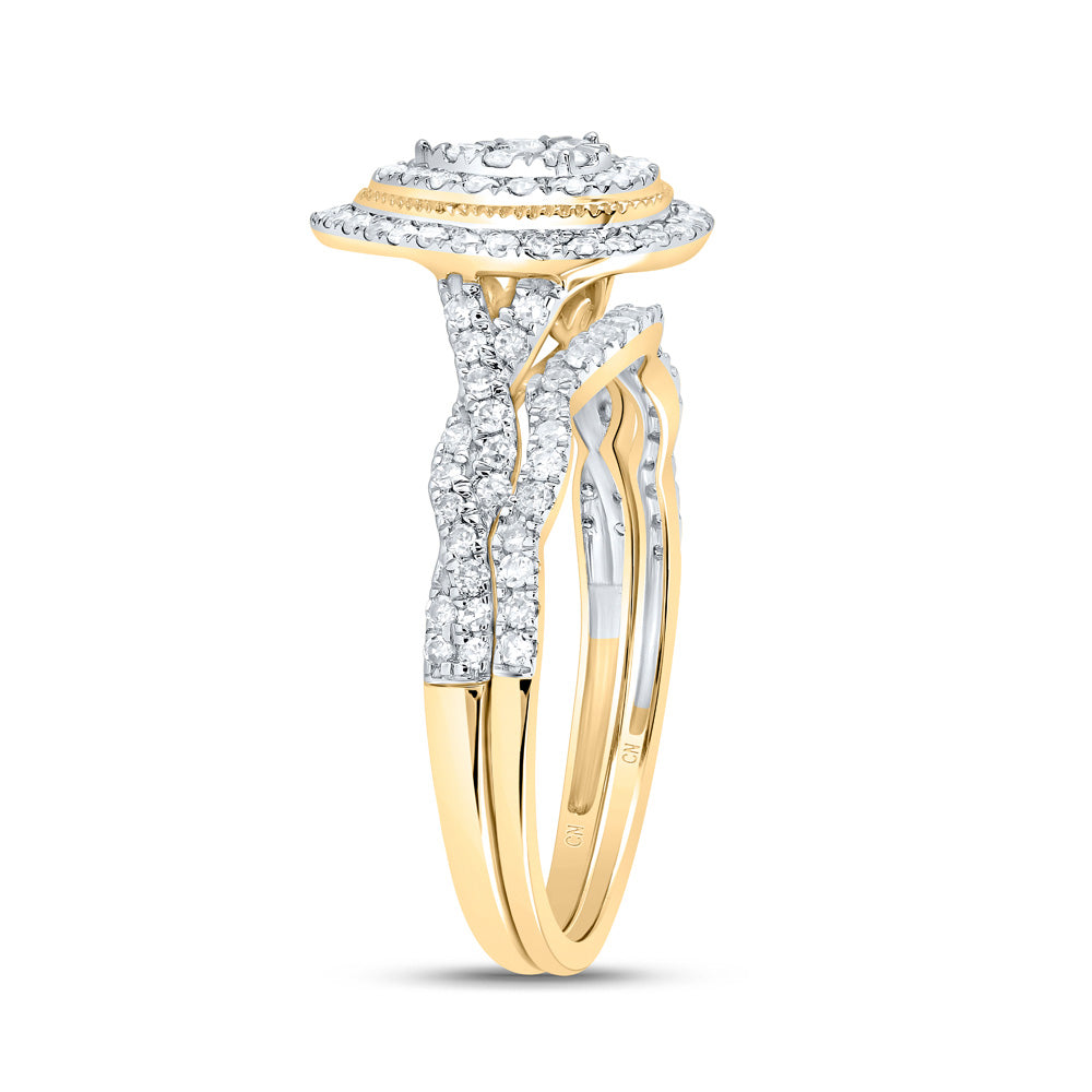 1/2Ctw-Nat Dia Cn Pear Double Halo Bridal Set (2.59 grams)