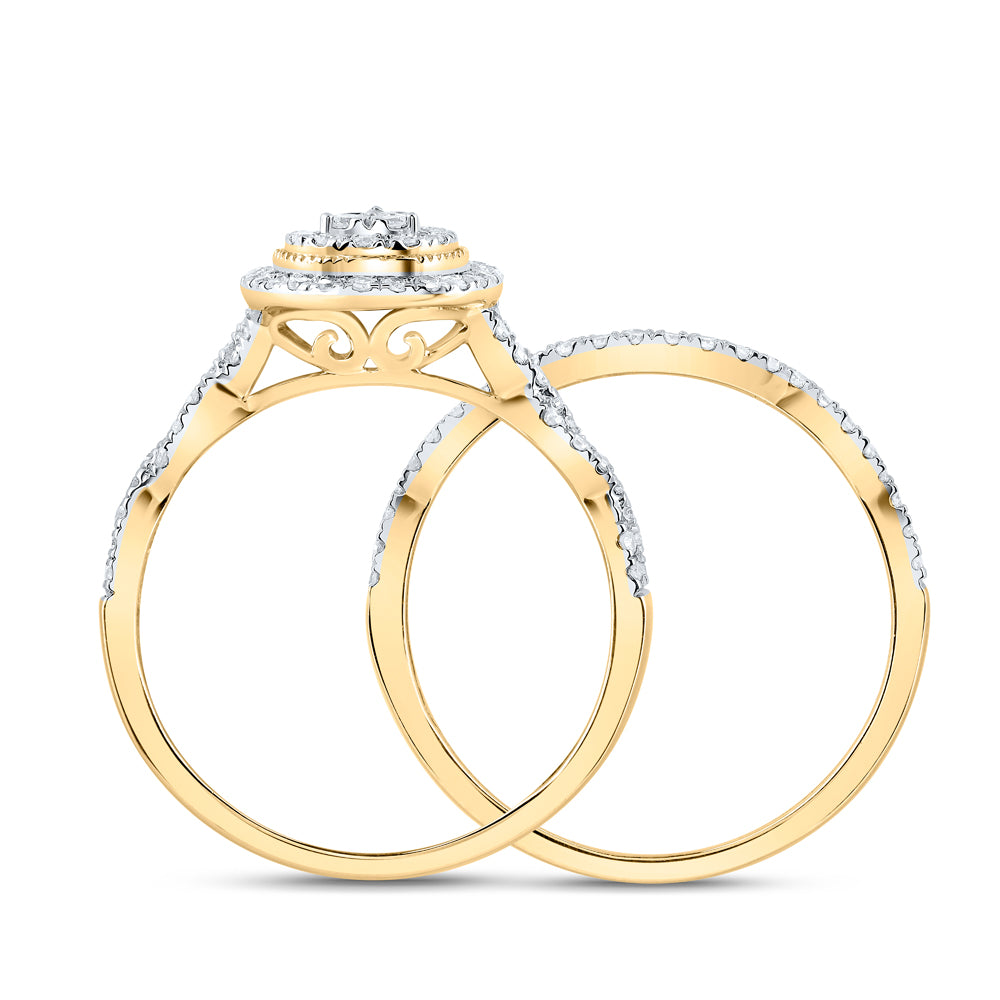 1/2Ctw-Nat Dia Cn Pear Double Halo Bridal Set (2.59 grams)
