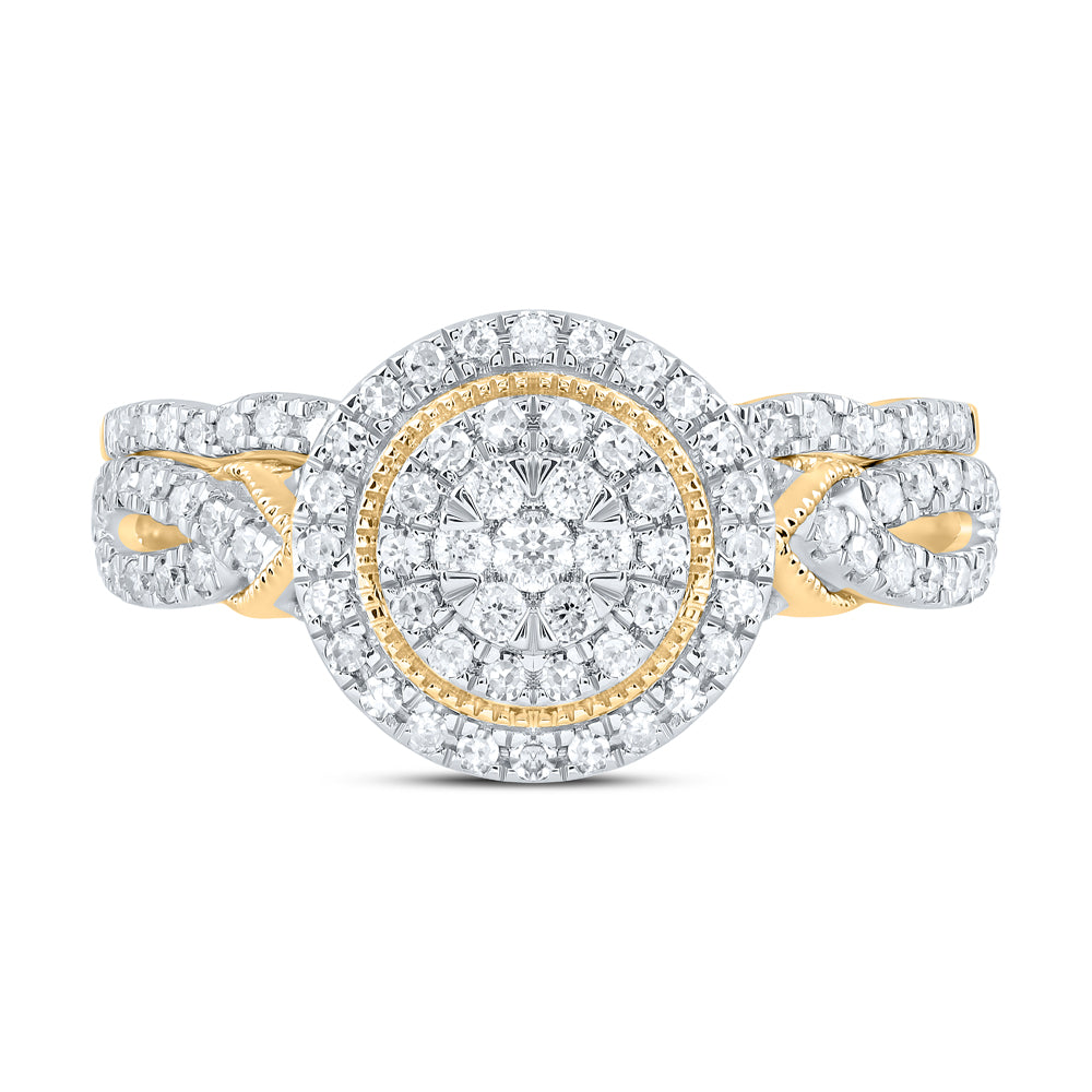 1/2Ctw-Nat Dia Cn Round Double Halo Bridal Set (3.54 grams)