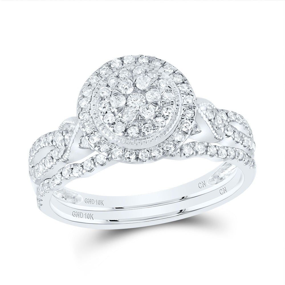 1/2Ctw-Nat Dia Cn Round Double Halo Bridal Set (3.59 grams)