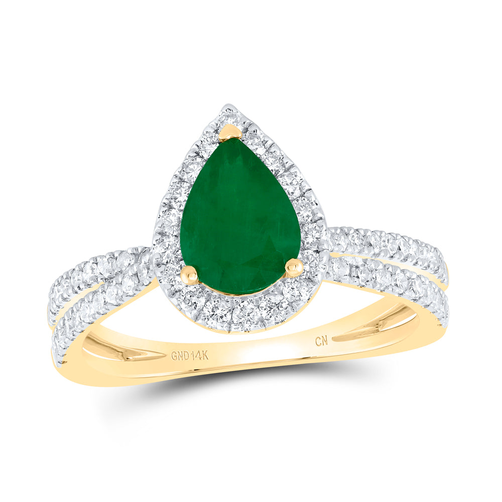 1/2Ctw-Nat Dia Cn 8X5.5Mm Ps-Em Nat Gem Ring (2.87 grams)