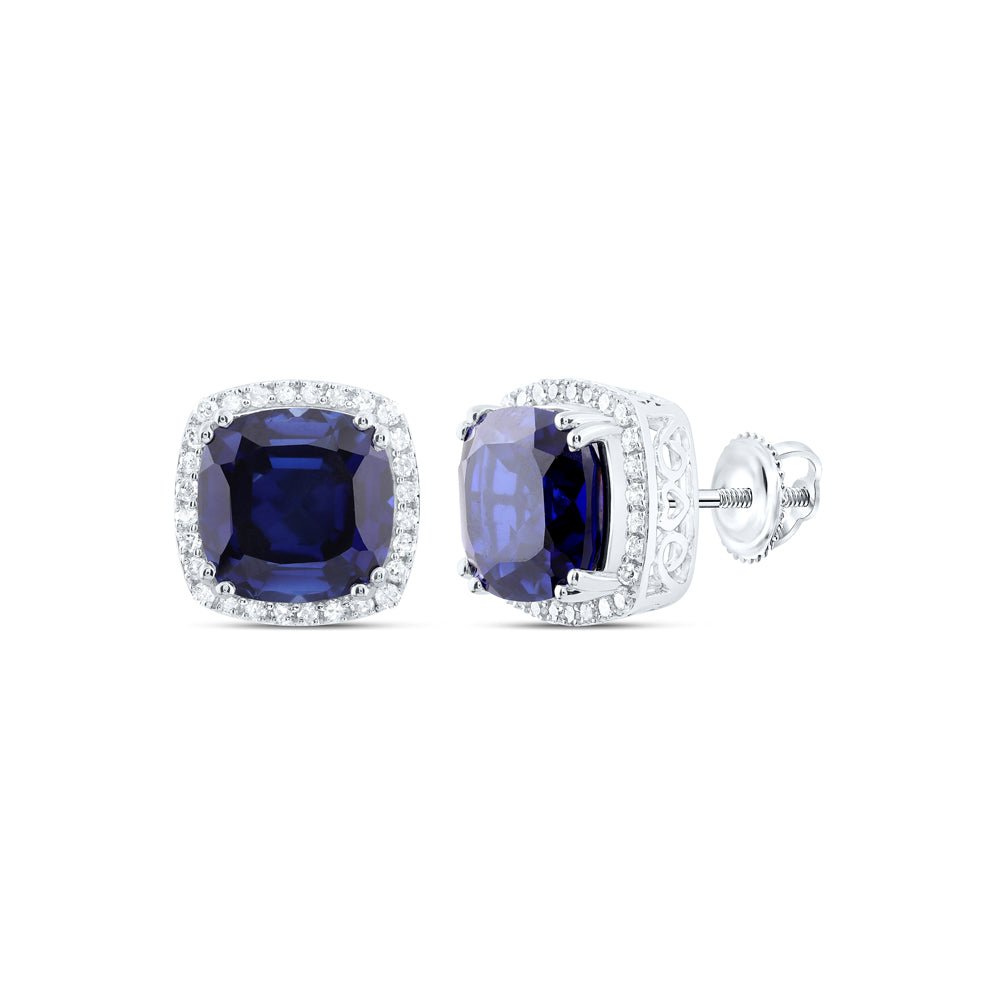 10Kt Gold 1/2Ctw-Diamond 10X10 Mm Cu-Bs Synthetic Earring