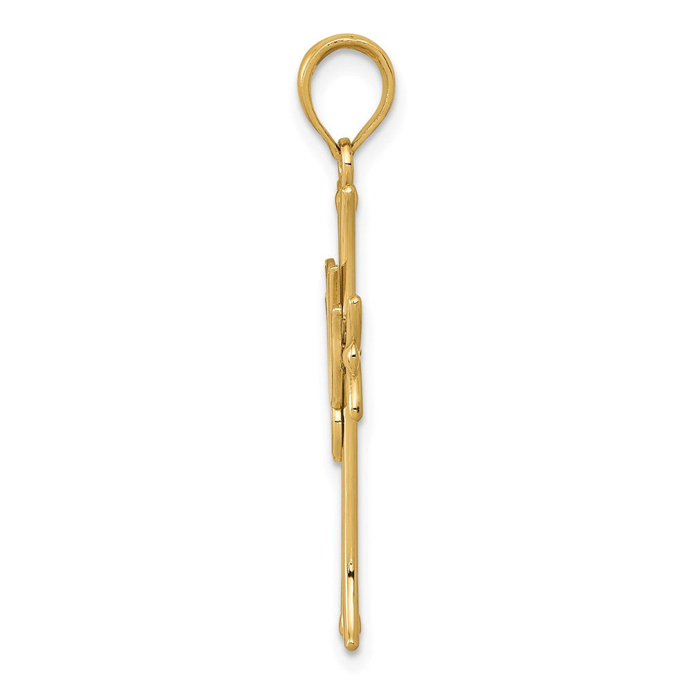 14k Yellow Gold 17 mm Dove on Cross Pendant (1.42 grams)