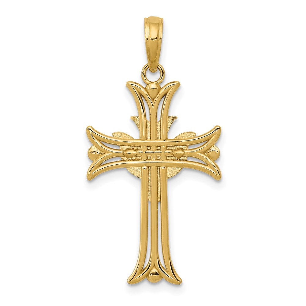 14k Yellow Gold 17 mm Dove on Cross Pendant (1.42 grams)