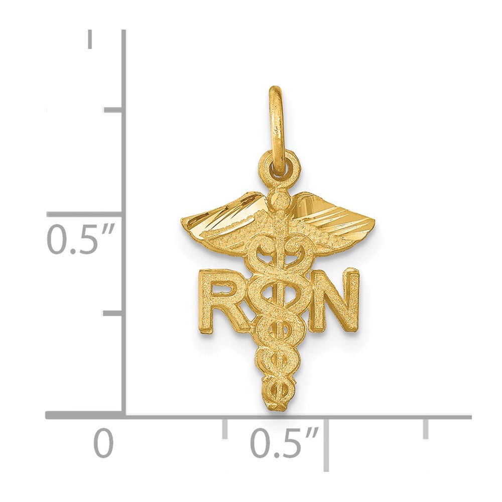 14k Yellow Gold 12 mm RN Nurse Charm (0.83 grams)