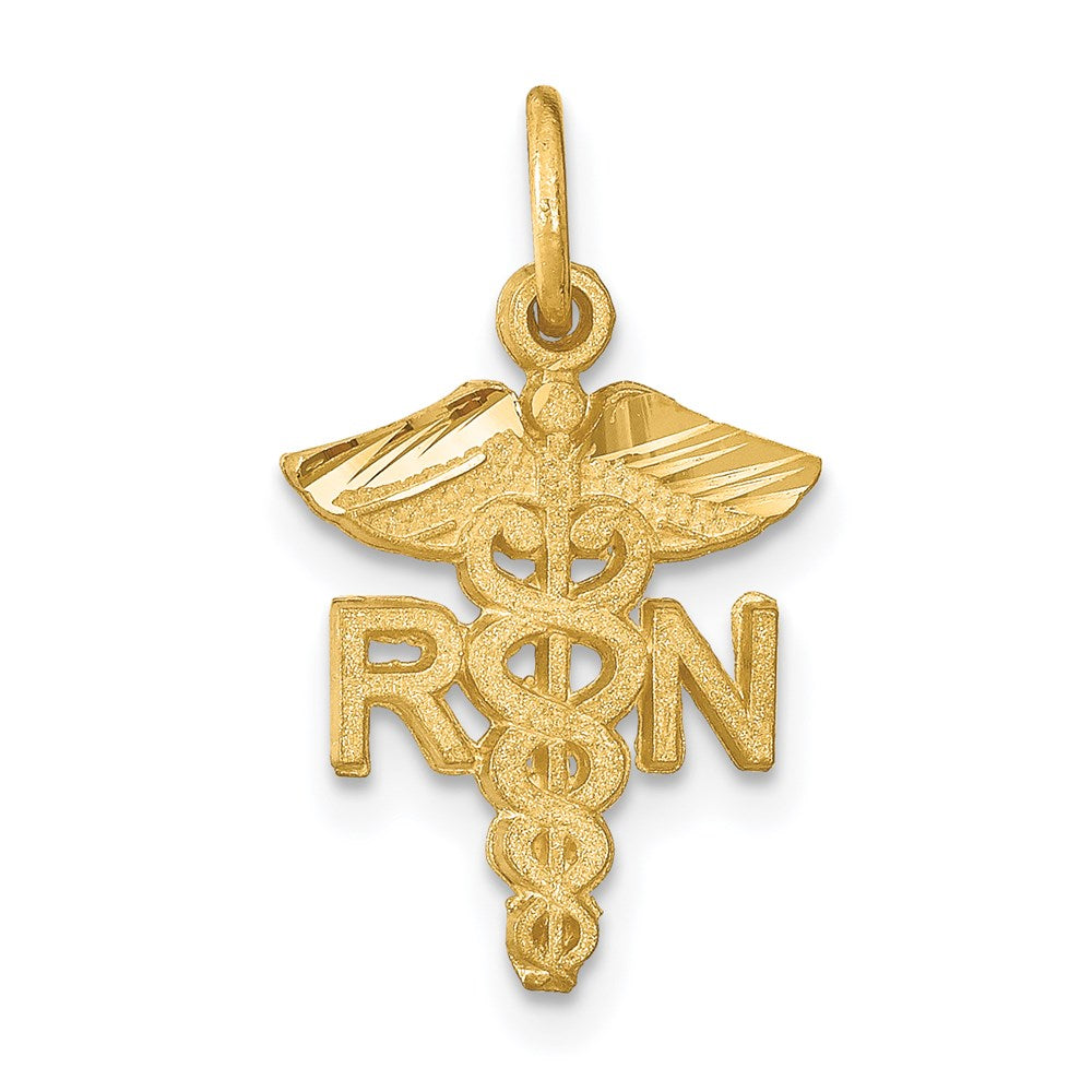 14k Yellow Gold 12 mm RN Nurse Charm (0.83 grams)