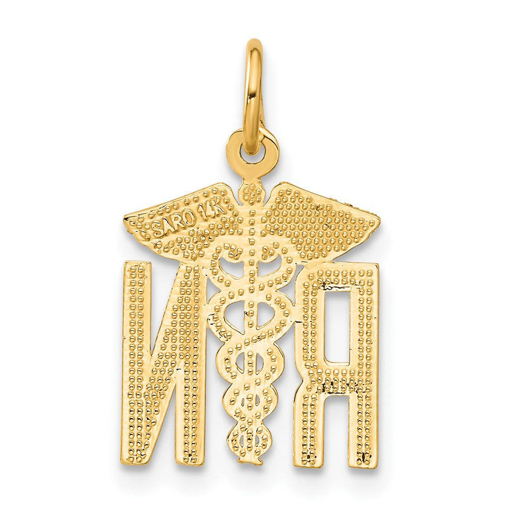 14k Yellow Gold 12 mm RN Nurse Charm (1.12 grams)