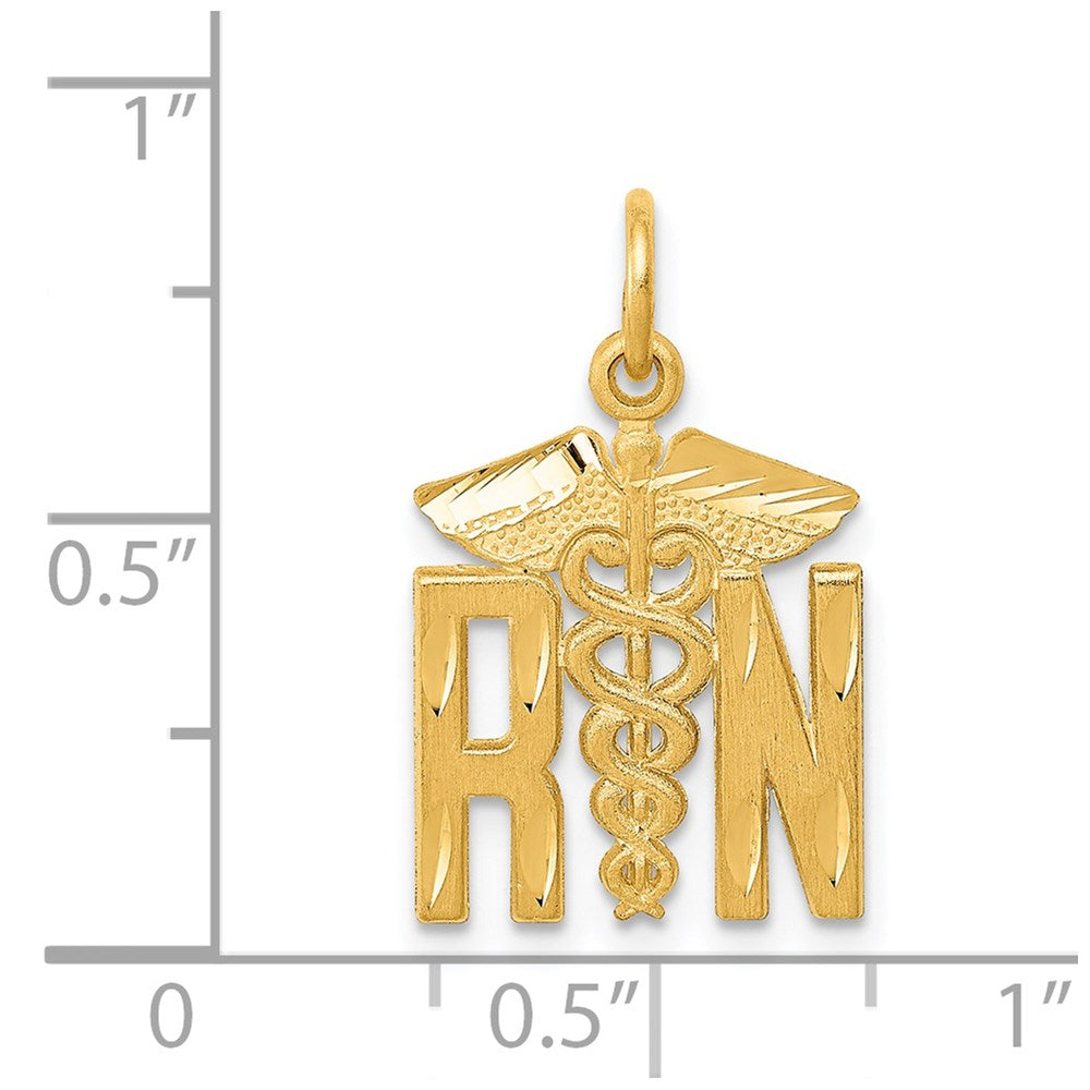 14k Yellow Gold 12 mm RN Nurse Charm (1.12 grams)