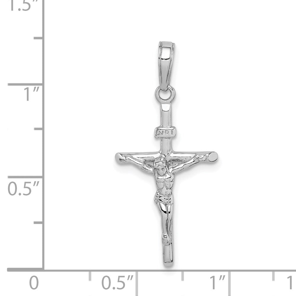 14k White Gold 15 mm Stick Style Jesus Crucifix Pendant (1.34 grams)
