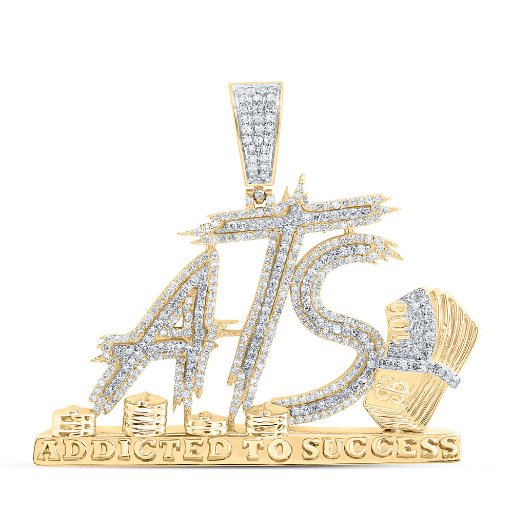 10Kt Gold 1 3/8Ctw-Dia Phrase Ats -Addicted To Success Mens Charm