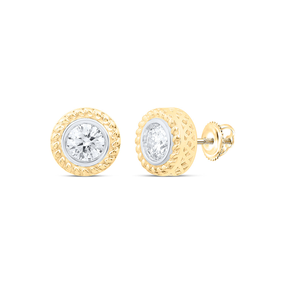 10Kt Gold 1/2Ctw-Dia Excllent Round Stud Solitaire Mens Earring