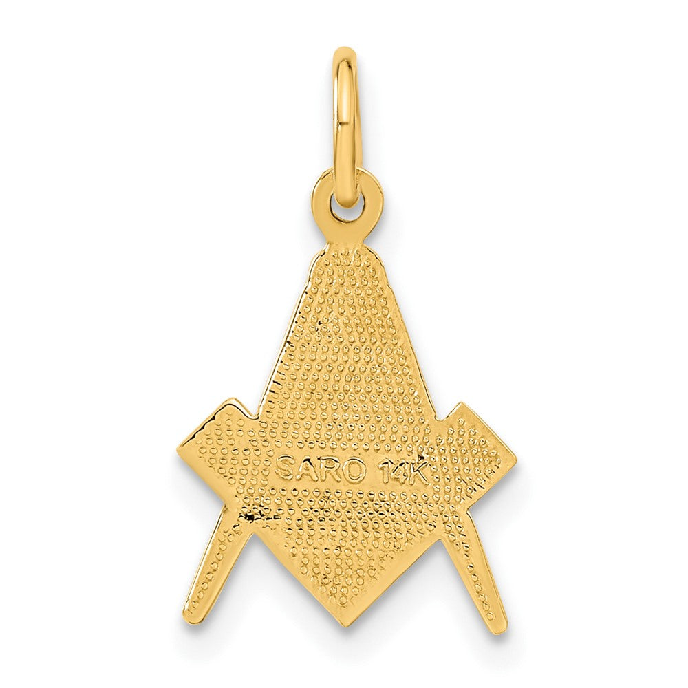 14k Yellow Gold 11 mm Polished and Textured Masonic Symbol Charm (0.96 grams)