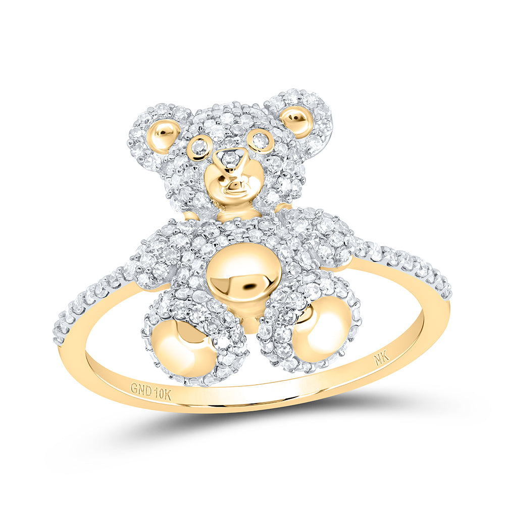 1/2Ctw-Nat Dia Nk Fashion Teddy Bear Ladies Ring (2.47 grams)