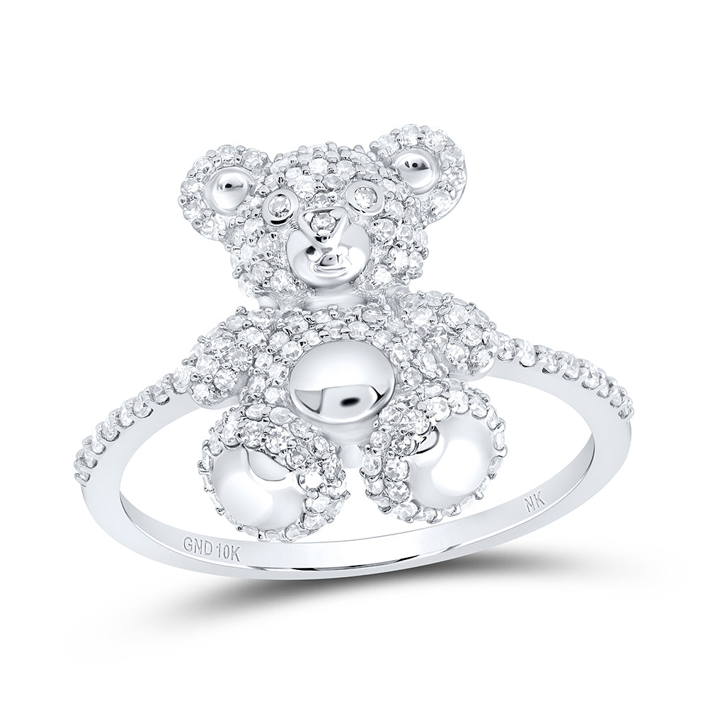 1/2Ctw-Nat Dia Nk Fashion Teddy Bear Ladies Ring (2.61 grams)